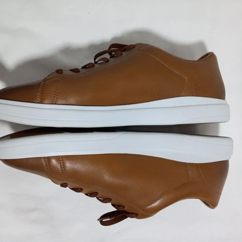 Amberjack The Low Top Mens 12 Honey Brown Leather Sneakers